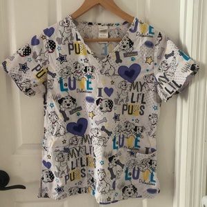 Disney 101 Dalmatians pediatric scrub top size XS